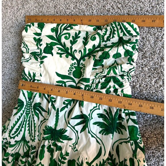 Band Of The Free Womens Small Strapless Green Floral Maxi Dress Smocked Back - Picture 10 of 16